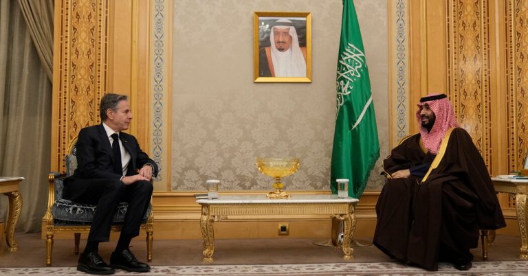 Blinken meets Saudi crown prince in Middle East push for pause in Gaza war