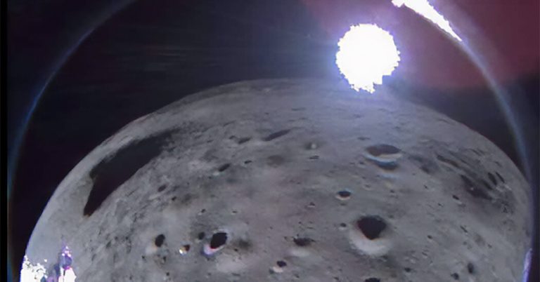 The Odysseus Moon Lander sends pictures home before the spacecraft dies