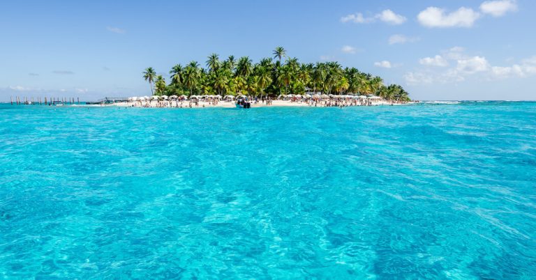 The blue waters of San Andres, an island belonging to Colombia, are stunning